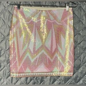Decree Iridescent Pink and Gold Mini Skirt